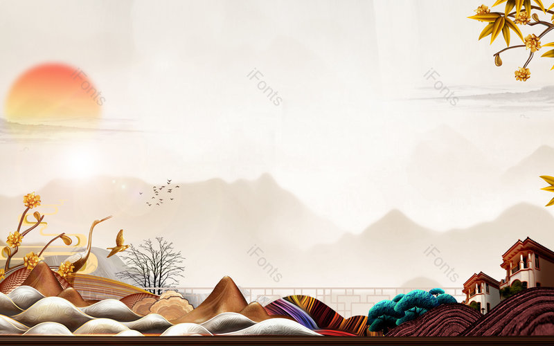 高端意境中国古风风山水画平面背景设计,插画/手绘图,插画/手绘图库,插画/手绘图下载,插画/手绘